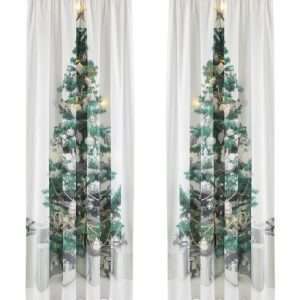 my home Vorhang Xmas Tree W/LED, 1Stk. Silberfarben, HxB: 230x140cm