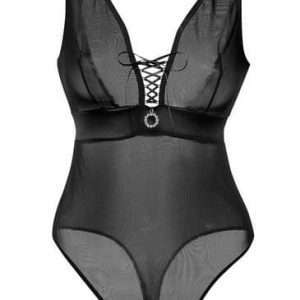 petite fleur Stringbody ouvert, in nero, taglia 50