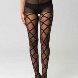 medias petite fleur doradas con estampado gráfico, 20 DEN, en negro, talla 36/38