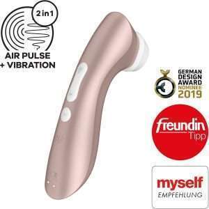 Satisfyer Pro 2+ Air Pulse Stimulator + Vibration in gold, waterproof & rechargeable