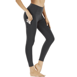 Scicent women's leggings with pockets yoga pants running pants jogging pants dark gray, S