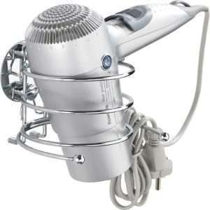 WENKO Turbo-Loc soporte para secador de pelo, fijación sin taladrar, soporte para cable